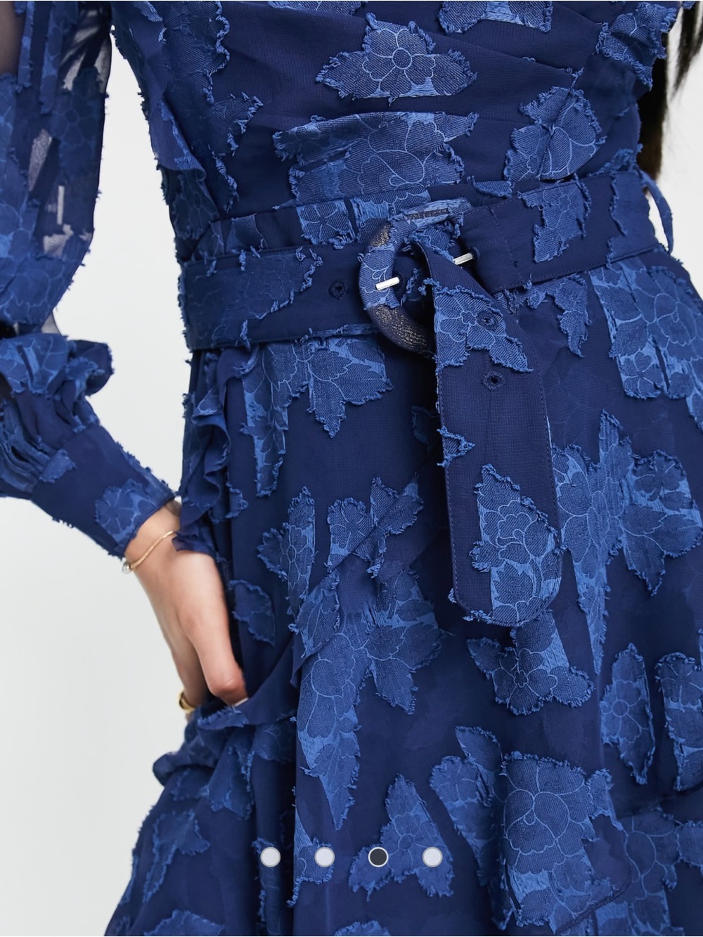ASOS Design Navy Floral Textured Mini Dress - Picture 4 of 9